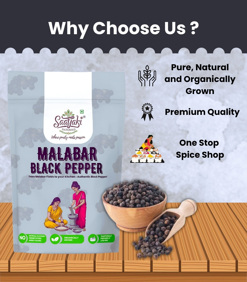 Malabar Black Pepper - Premium Whole Kali Mirch