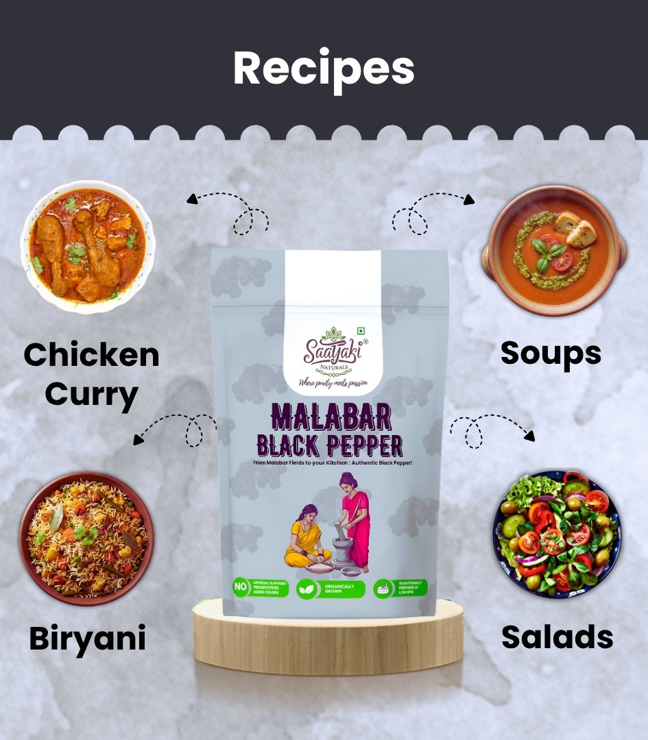 Malabar Black Pepper - Premium Whole Kali Mirch