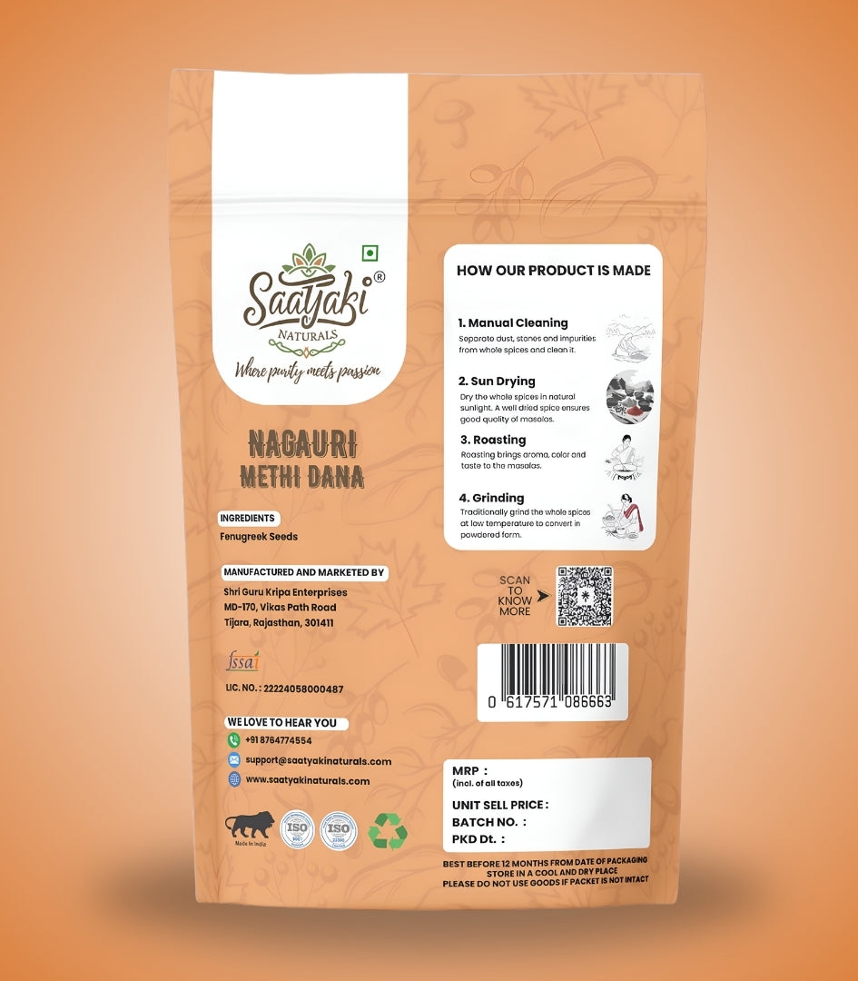 Nagauri Methi Dana - Premium Bold & Clean Fenugreek Seeds