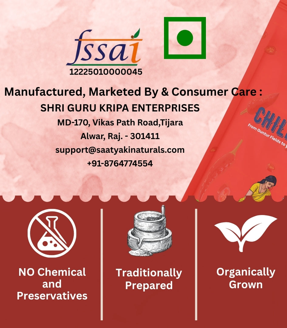 Red Chilli Powder - Stone Grounded, Pure & Stem Cut Lal Mirch Powder